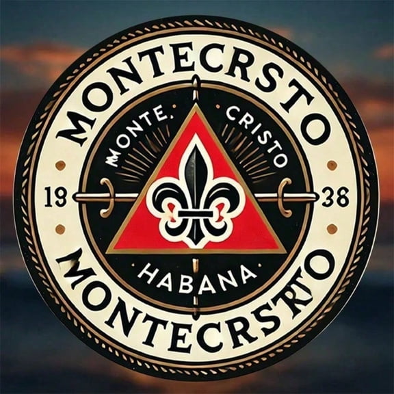 HELLOYOUNG Vintage Montecristo Cigars Metal Tin Sign 8 Inch Retro Round Wall Art Man Cave Bar Pub Decor Black Red