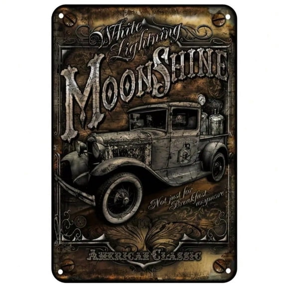 HELLOYOUNG Vintage Moonshine Truck Metal Sign Rustic Wall Art 8x12 Inch, Tin Sign for Man Cave Garage Bar Car Decor, Retro Farmhouse Home Wall Decor
