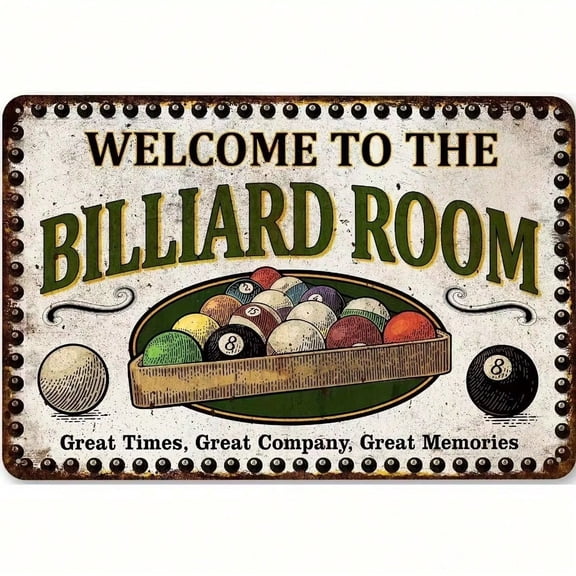 HELLOYOUNG Vintage Pool Hall Sign Easy-Hang 20x30cm Wall Decor Billiard Room Game Area Art for Halloween Christmas New Year Gift