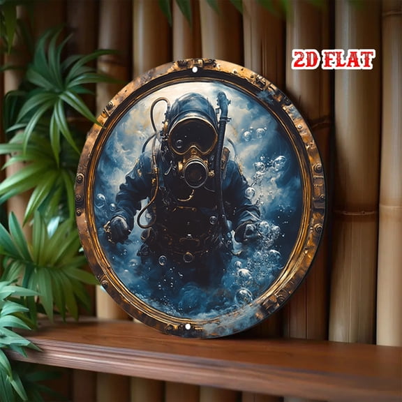 HELLOYOUNG Vintage Porthole Aluminum Sign 7.8 Inch Round Nautical Wall Art for Ocean Theme Room Decor, 2D Retro Boat Window Metal Tin Sign for Bar Home Decor