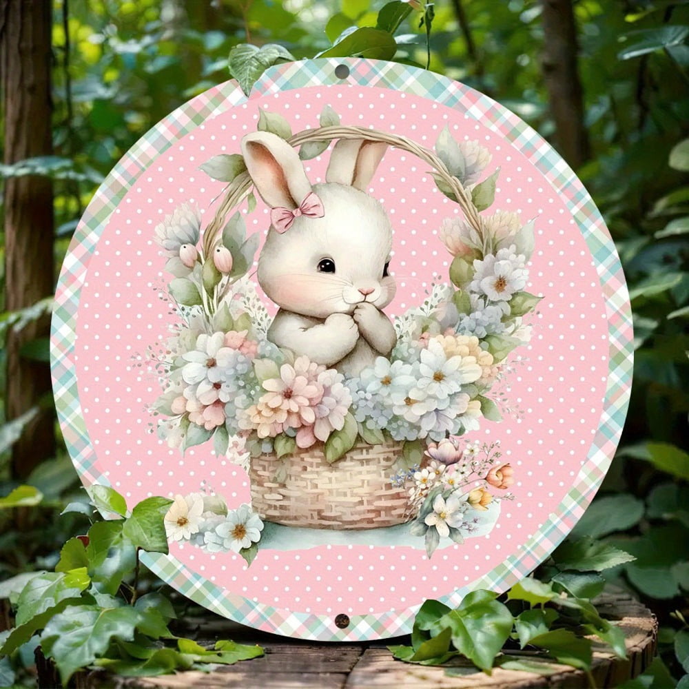 HELLOYOUNG Vintage Rabbit Metal Tin Sign 20cm Retro Round Wall Art for ...