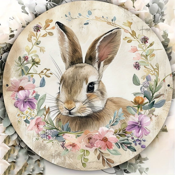 HELLOYOUNG Vintage Rabbit Tin Sign Retro Metal Wall Art Decor 8x8 Inch Easter Bunny Decorative Signs and Plaques for Home Cafe Bar Indoor Outdoor Garden