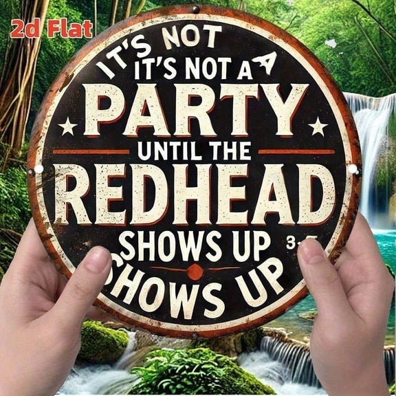 HELLOYOUNG Vintage Retro Metal Wall Sign 7.87 Inch Rustic Decor with Red Letters for Man Cave Home Pub Garage Round Aluminum Tin Sign