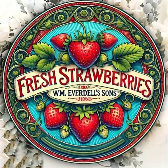 HELLOYOUNG Vintage Retro Strawberry Metal Tin Sign, Rustic Farmhouse Wall Art for Kitchen Cafe Decor, 8x12 Inches