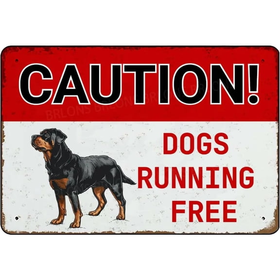 HELLOYOUNG Vintage Rottweiler Beware Of Dogs Metal Sign - Outdoor Aluminum Caution Sign For Fence Yard Garden