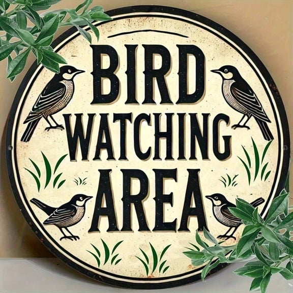 HELLOYOUNG Vintage Round Metal Bird Wall Art Rustic Tin Sign Weatherproof for Outdoor Garden Patio Decor Hanging Plaque 8 Inch