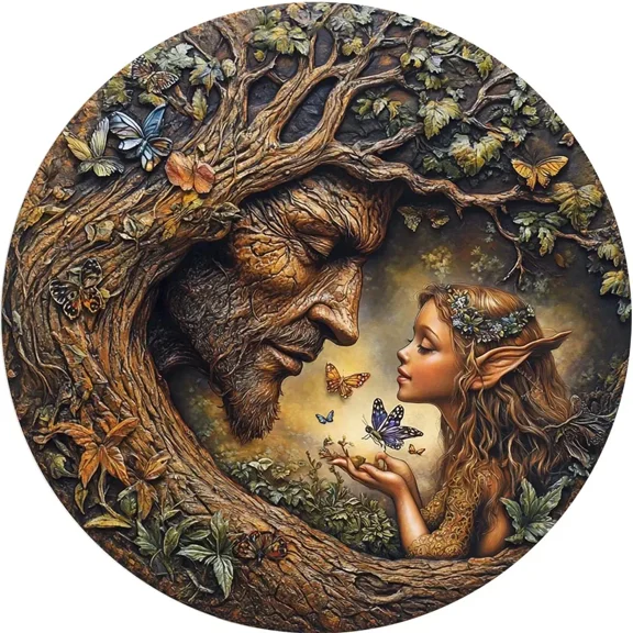 HELLOYOUNG Vintage Round Wall Art Dryads Fairies Nature Decor Rustic Kitchen Home Metal Sign