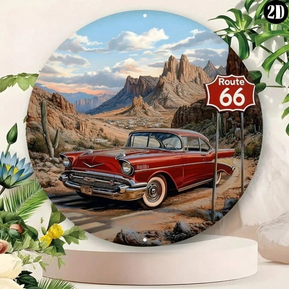 HELLOYOUNG Vintage Route 66 Aluminum Wall Art 1pc, Retro Metal Tin Sign for Home Office Garage Bar Decor, Halloween Decorations & Bedroom Spiritual Gift