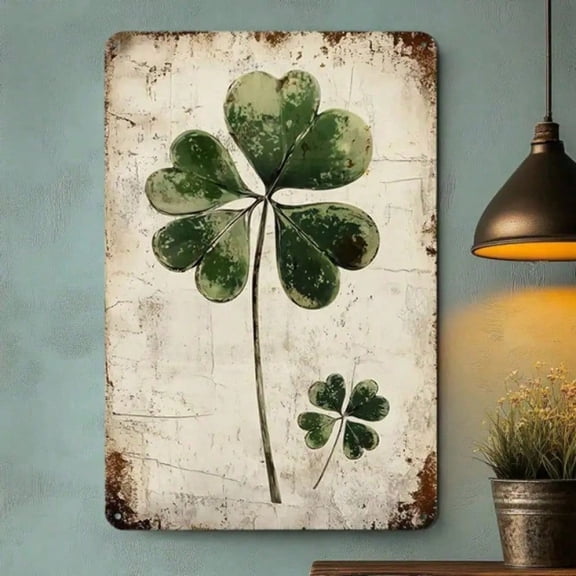 HELLOYOUNG Vintage Rustic Green Shamrock Irish Metal Wall Art Sign St Patrick's Day Decor for Pub Bar Man Cave Home Garden