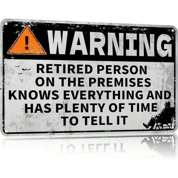 HELLOYOUNG Vintage Rustic Metal Sign 8x12 Inches Retired in Residence Wall Decor Funny Retirement Gift for Him Man Rusty Metal Plaque