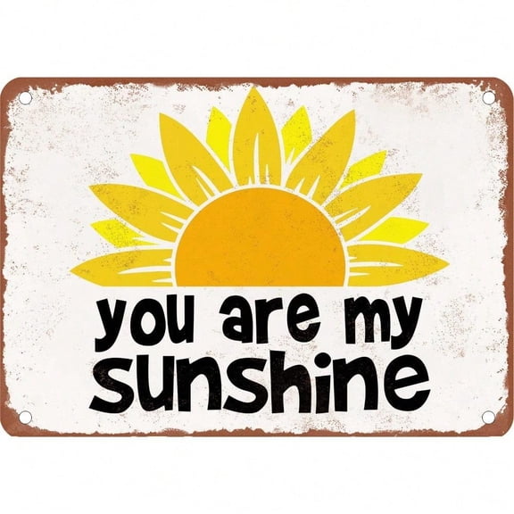 HELLOYOUNG Vintage Rusty Look Metal Sign You Are My Sunshine Wall Decor, Rustic Farmhouse Tin Sign for Bar Garage Home