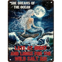 HELLOYOUNG Vintage Sign Of Course I Drink Like A Fish I'm A Mermaids Metal Sign Nautical Sea Wall Art For Girls Room Decor 8x12inch
