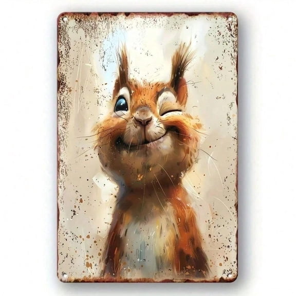 HELLOYOUNG Vintage Squirrel Rusted Metal Wall Art Plaques & Signs Unique Iron Sign for Home Cafe Bar Man Cave Decor, Animal Lover Gift