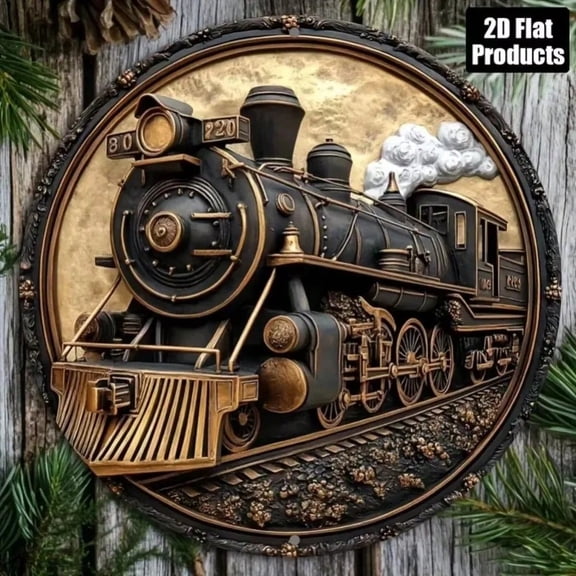 HELLOYOUNG Vintage Steam Train Locomotive Wall Art, Nostalgic Metal Tin Sign for Home Office Bar Party Decor, Retro Railway Engine Tin Poster