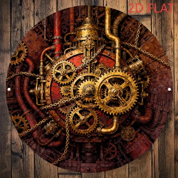 HELLOYOUNG Vintage Steampunk Gear Metal Wall Art Sign 8x8 Inch Steampunk Decor for Home Bar Office Unique Industrial Man Cave Gift