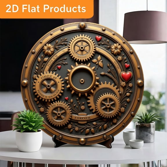 HELLOYOUNG Vintage Steampunk Metal Wall Art Round Gear Cog Decor 11.8in Unique Hanging Sign for Home Bar Cafe Industrial