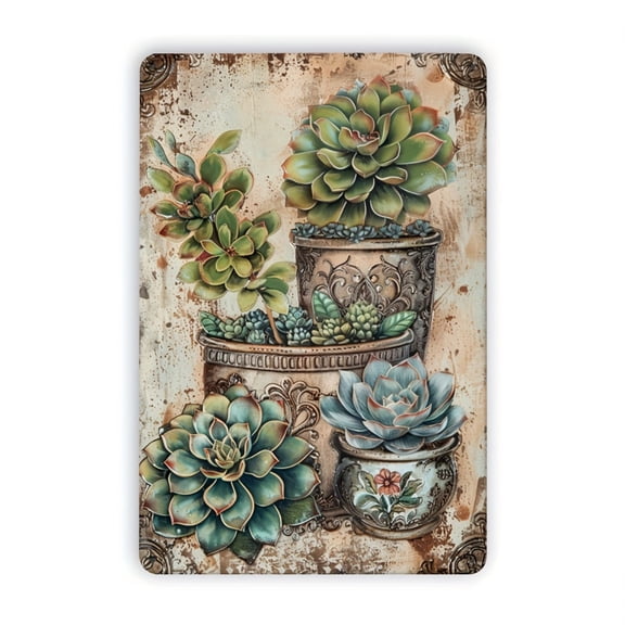 HELLOYOUNG Vintage Succulents Metal Tin Sign 8x12 Inches Retro Wall Decor for Home Bar Cafe Rustproof Artwork
