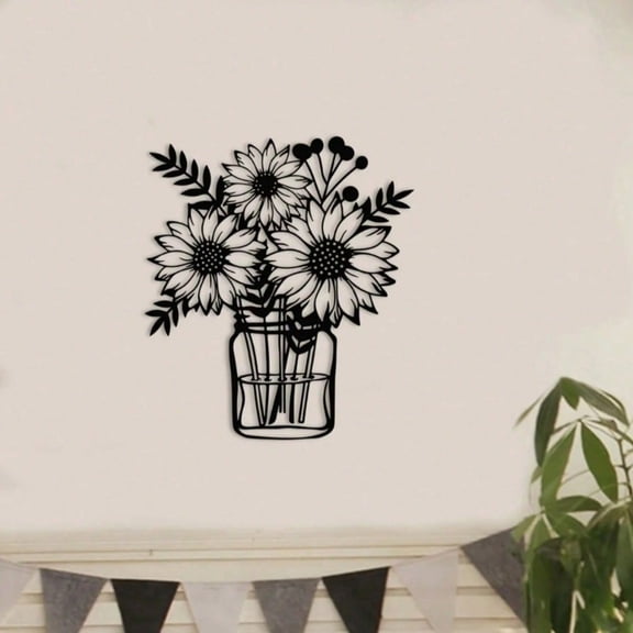 HELLOYOUNG Vintage Sunflower Metal Wall Art, Handcrafted Iron Sculpture for Farmhouse Kitchen Bedroom, Rustic Botanical Garden Decor, Halloween Christmas New Year Housewarming Gift