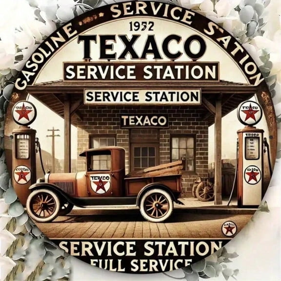 HELLOYOUNG Vintage Texaco Metal Sign Retro Gasoline Tin Sign Weatherproof Aluminum American Oil Station Garage Wall Art Man Cave Decor