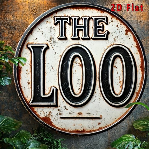 HELLOYOUNG Vintage 'The Loo' Metal Wall Sign 8x8 Inch Rustic Aluminum Decor for Bar Cafe Bathroom Garage Man Cave