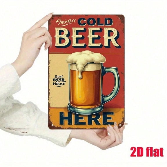 HELLOYOUNG Vintage Tin Beer Sign Wall Art Rustproof Metal Pub Decor Draught Beer Mug Logo Retro Bar Man Cave Gift