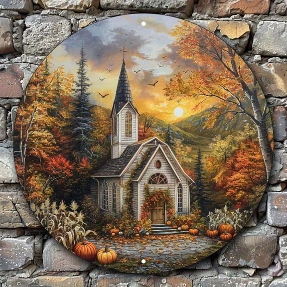 HELLOYOUNG Vintage Tin Sign Autumn Rustic Religious Wall Art Church Decor Thanksgiving Fall Gift for Home Farmhouse