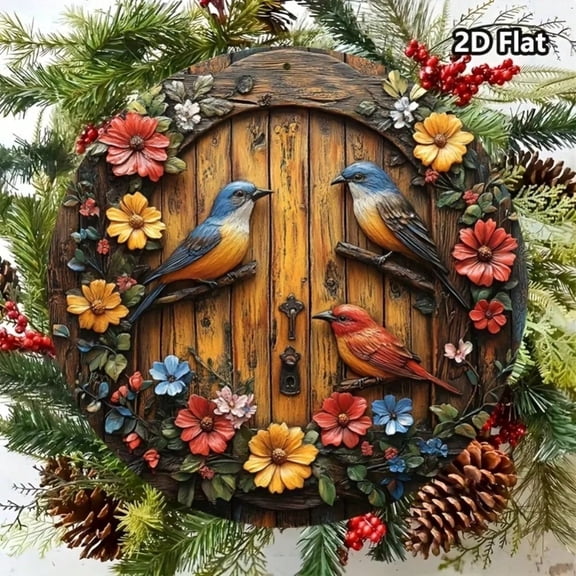 HELLOYOUNG Vintage Tin Sign Colorful Bird Retro Circular Aluminum Metal Wall Decor