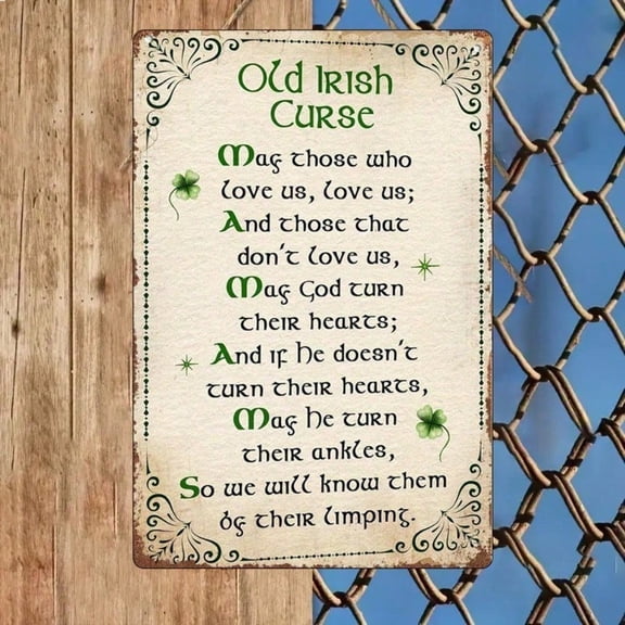 HELLOYOUNG Vintage Tin Sign Old Irish Curse Funny Quote Rustic Metal Wall Art for Home Bar Pub Garage Man Cave St Patricks Day Gift