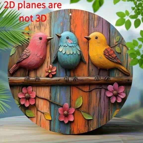 HELLOYOUNG Vintage Tin Sign Wall Art, Vibrant Bird Floral Aluminum Metal Decor for Kitchen, Home, Cafe, Retro Rustic Hanging Art