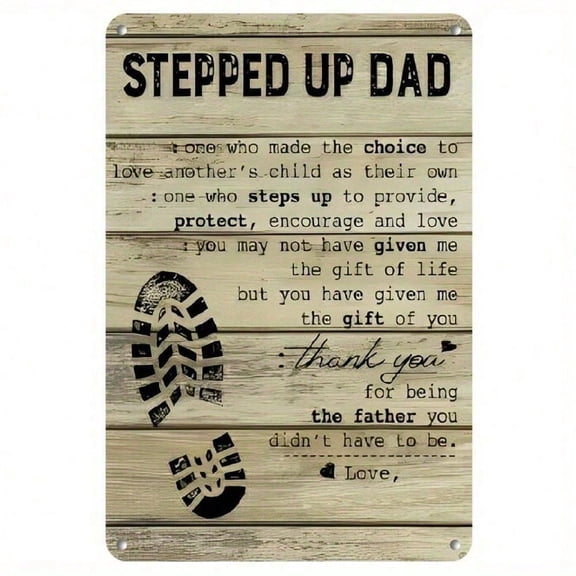 HELLOYOUNG Vintage Tin Sign for Man Cave Stepped Up Dad Retro Metal Poster for Bar Garage Home Wall Decor