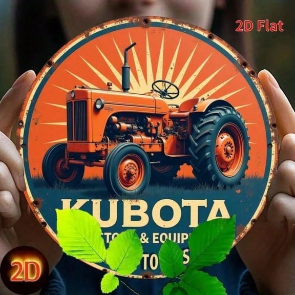HELLOYOUNG Vintage Tractor Metal Wall Art Rustic Orange Farmhouse Decor 2D Flat Scene Bohemian Country Style Home Decor Easy To Hang