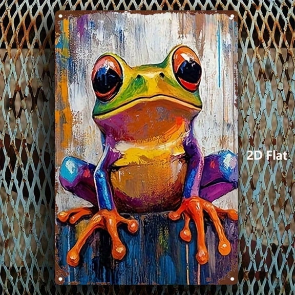 HELLOYOUNG Vintage Tree Frog Metal Wall Sign, Rustic Aluminum Decor Plaque for Outdoor Garden, Fade-Resistant 2D Flat Art, Waterproof Distressed Finish