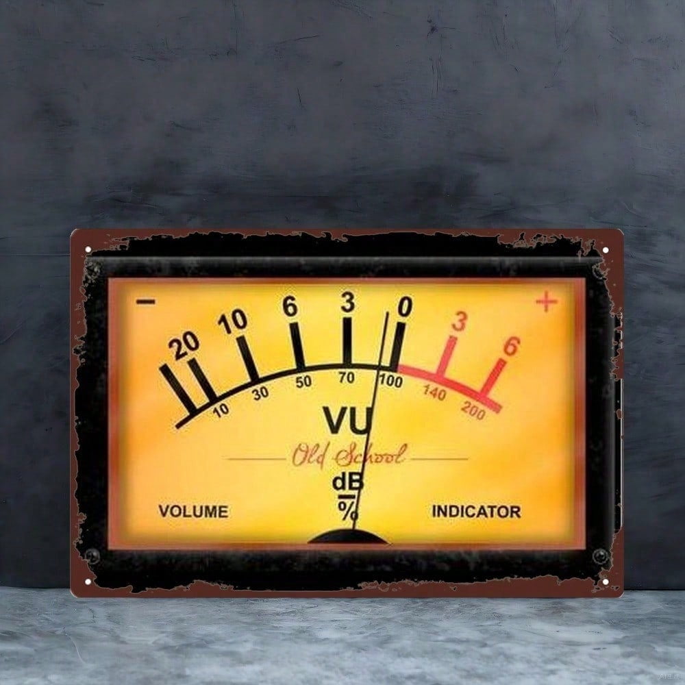 HELLOYOUNG Vintage VU Meter Wall Decor, Retro Audio Indicator Metal Tin ...