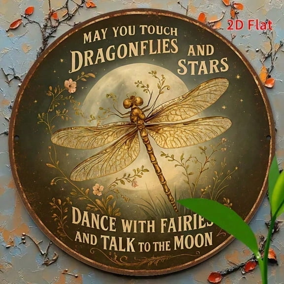 HELLOYOUNG Vintage Victorian Dragonfly Metal Tin Sign, Rustic Wall Art Decor Aluminum Tin Sign for Bar Cafe Garage Pub, Antique Decorative Metal Sign for Home & Wall Decor