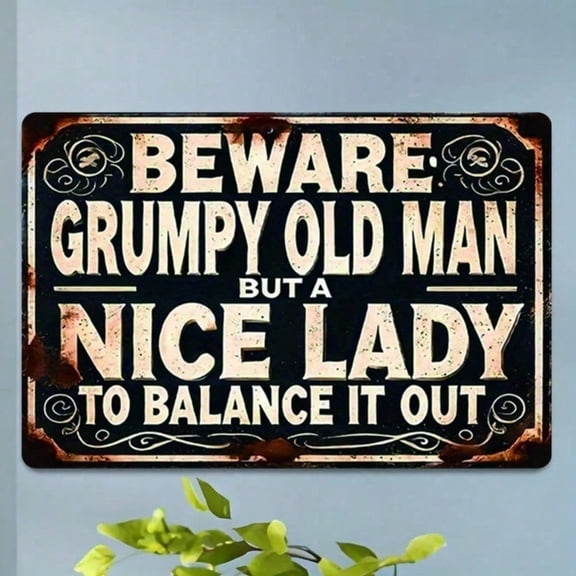 HELLOYOUNG Vintage Victorian Wall Art Tin Sign Funny Rustic Quote Old Man Lady Home Decor Ornate Border Retro Metal Poster