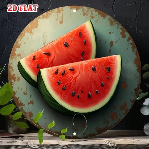 HELLOYOUNG Vintage Watermelon Slice Wall Decor 2D Handcrafted Fruit Theme Art for Home Cafe Kitchen