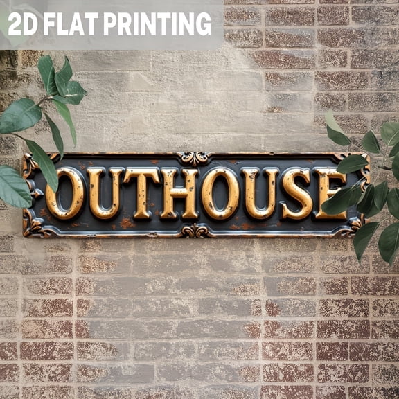 HELLOYOUNG Vintage Western Outhouse Metal Wall Sign 10x40cm Rustic Farmhouse Iron Decor for Bathroom Cabin Bar