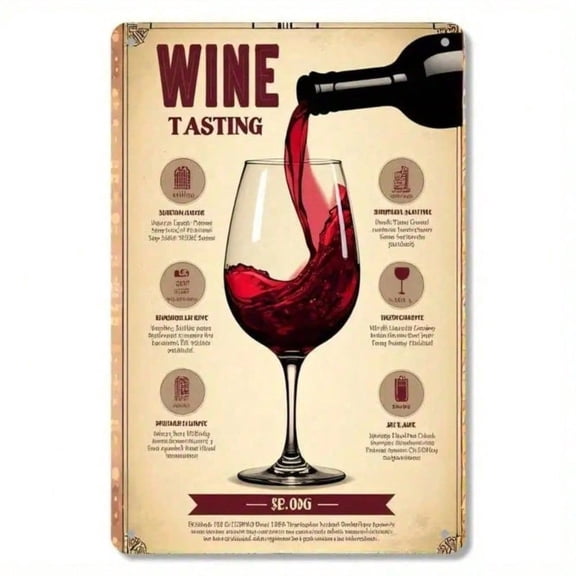 HELLOYOUNG Vintage Wine Guide Metal Sign Rustic Tin Wall Art for Wine Bar Kitchen Pub Cellar Man Cave Home Decor