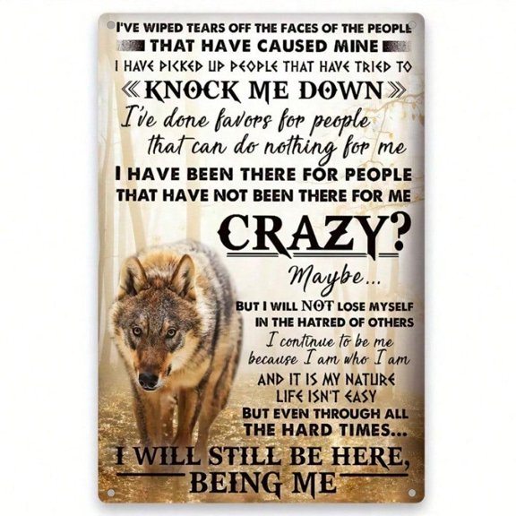 HELLOYOUNG Vintage Wolf Metal Wall Sign Rustic Iron Art for Cabin Decor 8x12 Inch Unique Home Office Front Door Decoration Trendy TikTok Popular