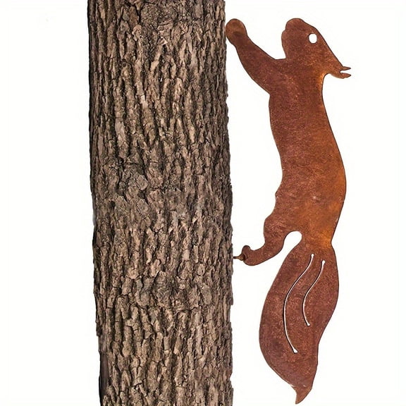 HELLOYOUNG Vintage Wrought Iron Stump Insert Squirrel Silhouette, Outdoor Halloween Christmas Decor Garden Yard Lawn Decoration