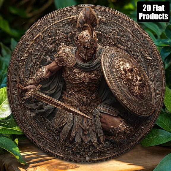 HELLOYOUNG Wall Art Ancient Greek Spartan Metal Tin Sign 8x8 Inch Heavy Infantry Soldier Plaque Retro Military Decor for Home Office Bar Man Cave