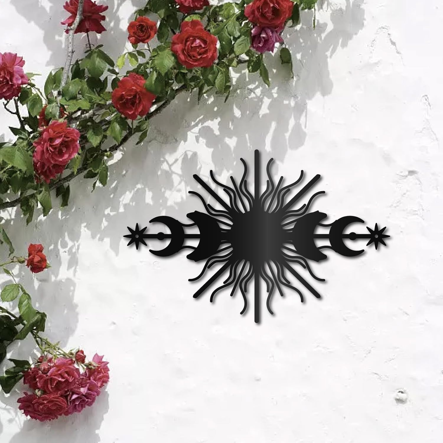 HELLOYOUNG Wall Art Metal with Sun Moon Phases Wall Decoration Black ...