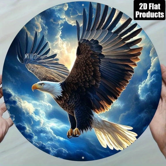 HELLOYOUNG Wall Art Sunset Sky 8x18 Inch 2D Round Aluminum Plaque, Home Decor Vibrant Detailed Illustration Modern Living Room Office Gift