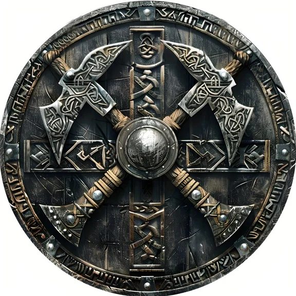 HELLOYOUNG Wall Art Viking Axes Sign Aluminum Norse Wall Decor with Intricate Design, Unique Home Decor Welcome Sign - Rustic Metal Wall Hanging for Living Room Bedroom Office