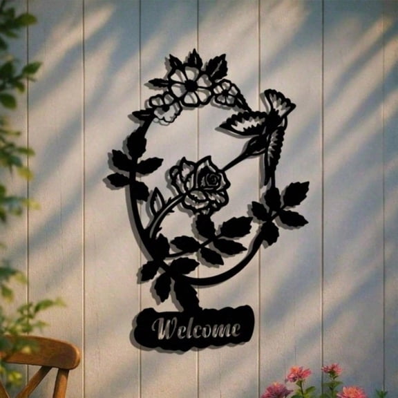 HELLOYOUNG Wall Decor Welcome Sign Floral Bird Metal Art For Farmhouse Spring Entryway Living Room Home Decor Gift Rustic Outdoor IndoorHome Decor Panels And Signage