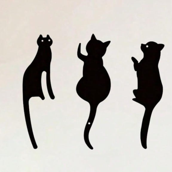 HELLOYOUNG Wall Hooks 3-Pack Metal Decorative Cat Wall Decor Cute Kitten Hanging Hooks for Living Room Bedroom Doorway, Birthday Graduation Gift for Animal Lovers