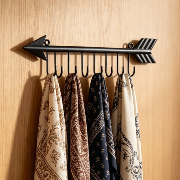 HELLOYOUNG Wall Mounted Bow Arrow Hooks, Modern Entryway Coat Hat Key Rack, Space Saving Home Organizer, Rustic Iron Wall Decor, Holiday Gift for Family