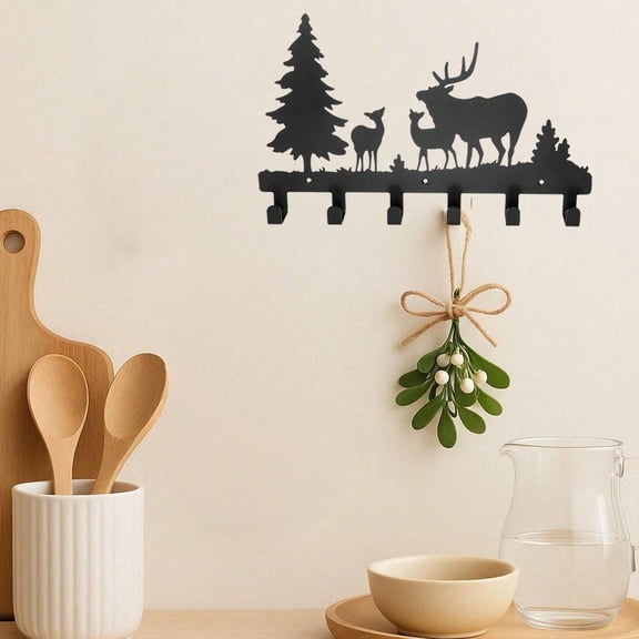 HELLOYOUNG Wall Mounted Coat Rack, 5 Multi-Purpose Hooks, Rustic Tree Branch Design, Entryway Hallway Bathroom Hardware Organizer, Farmhouse Home Decor, Xmas Halloween New Year Gift