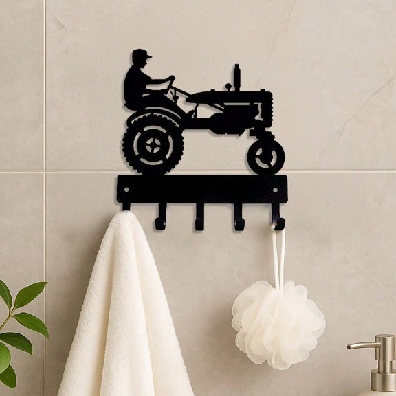 HELLOYOUNG Wall Mounted Key Holder, 6 Inch Black Metal Wall Hooks for Hanging Coats Bags, Rustic Farmhouse Entryway Decor, Handmade Wall Sculpture for Halloween Christmas New Year Gift