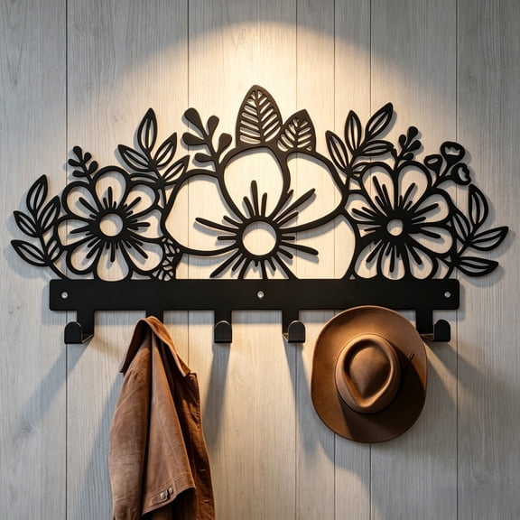 HELLOYOUNG Wall Mounted Metal Coat Rack with Hooks Artistic Entryway Organizer for Outerwear & Bags Space Saving Wall Decor, Rustic Iron Home Accent Ideal Halloween Christmas New Year Gift